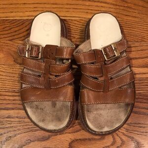 Dr Martens Brown Leather Slide Sandals